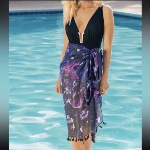 Peter Som Dream Floral Sarong in Meteorite - Picture 1 of 4